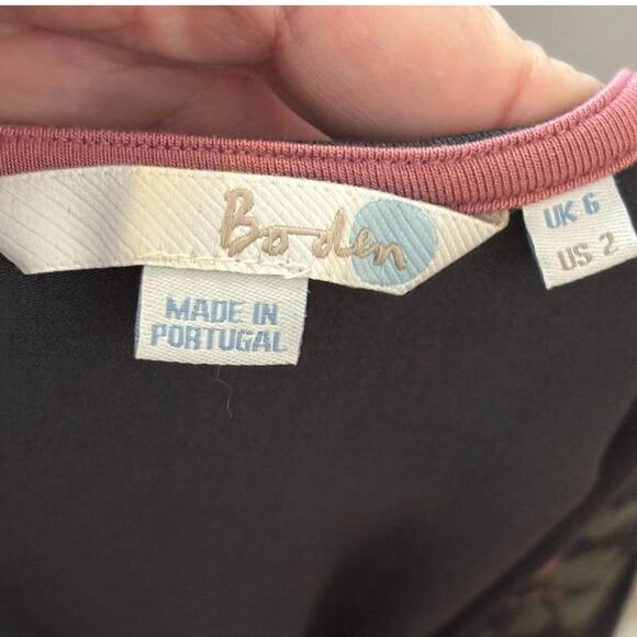 NEW BODEN Faux Wrap Botanical Print Jersey Knit Dress in Gray SZ 2 - Picture 8 of 11